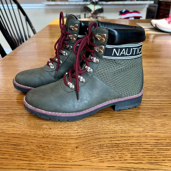 ⭐️ NAUTICA Womens Green Phoenix Round Toe Block Heel Lace-Up Hiking Boots 6 - Picture 4 of 12